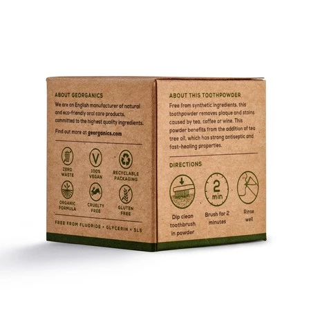 Georganics, Proszek do czyszczenia zębów, Tea Tree, 60 ml