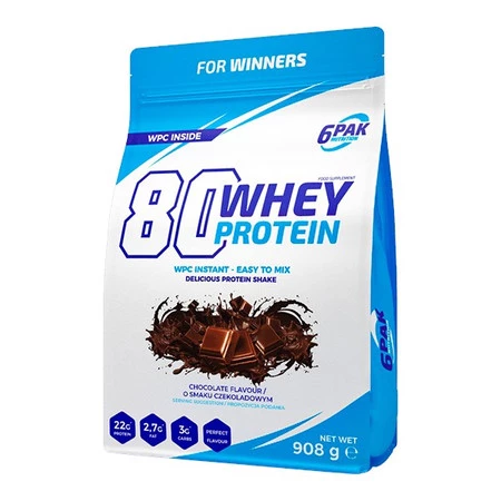 6PAK 80 WHEY PROTEIN odżywka białkowa WPC 908g smak czekolada