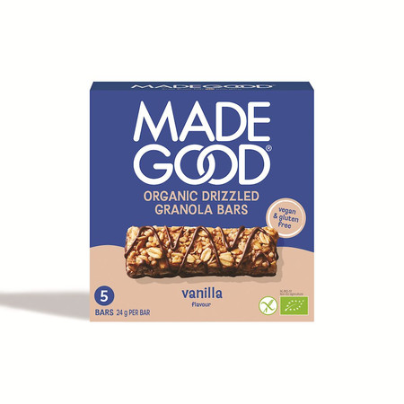 BATONIKI GRANOLA CRUNCHY SMAK WANILIA BEZGLUTENOWE BIO (5 x 24 g) 120 g - MADEGOOD