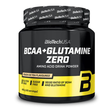 BioTech USA BCAA + Glutamine Zero aminokwasy 480g smak ice tea brzoskwinia