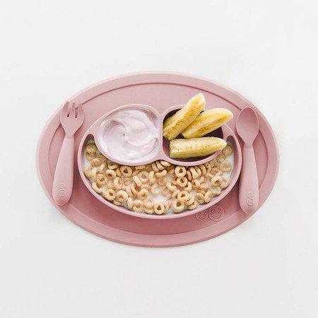 EZPZ Komplet silikonowych sztućców Mini Utensils pastelowy róż