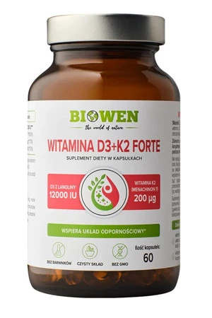 Biowen Witamina D3 + K2 Forte 12000 IU 60 kaps.