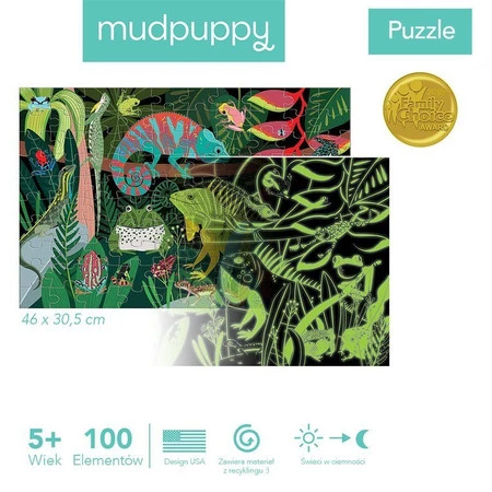 Mudpuppy Puzzle świecące w ciemności Żaby i jaszczurki 100 elementów 5+
