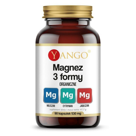 Yango Magnez 3 formy - mleczan, jabłczan oraz cytrynian 90 kaps.