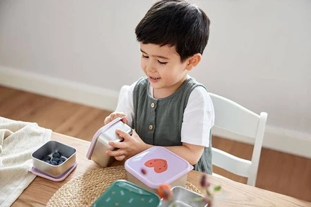 Lassig Pojemnik na przekąski snackbox ze stali nierdzewnej 3 szt. Happy Rascals Heart lavender