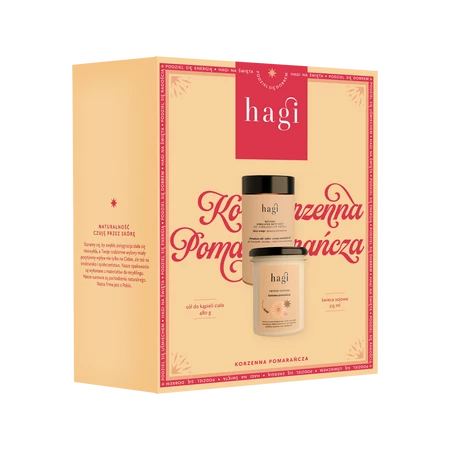 Hagi Zestaw Xmas Korzenna Pomarańcza Świeca sojowa 215ml+Sól do kąpieli 480g