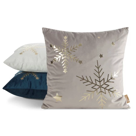 świąteczna poszewka welwetowa z ozdobnym nadrukiem foliowym szerokość: 45 cm, długość: 45 cm, kolor: biały