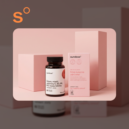 Sundose For Healthy Blood żelazo i witaminy na wsparcie prawidłowej produkcji czerwonych krwinek i hemoglobiny 60 kaps.