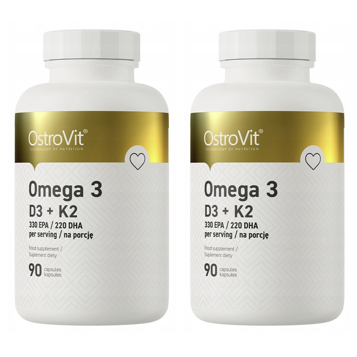 Zestaw 2x OSTROVIT Omega 3 D3+K2 (90 kaps.) - Nabea.pl