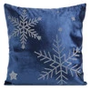 Poszewka dekoracyjna rozm.: 45 x 45 cm, kolor granatowa z welwetu w śnieżynki