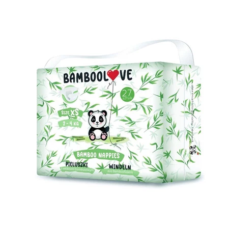 BAMBOOLOVE, Pieluszki jednorazowe rozmiar XS, (2-4 kg), 27 szt