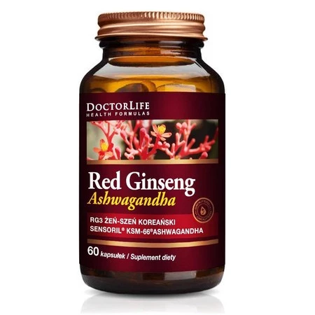 Korean Red Ginseng+Ashwagandha czerwony żeń-szeń koreański 300mg suplement diety 60 kapsułek