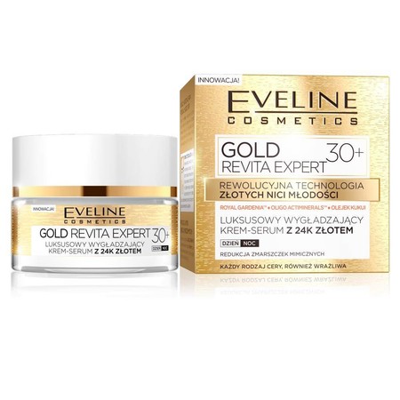 Gold Revita Expert 30+ luksusowy wygładzający krem-serum z 24k złotem na dzień i na noc 50ml