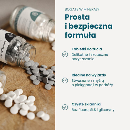 Georganics, Naturalne tabletki do mycia zębów, do codziennej pielęgnacji, smak mięty pieprzowej, 120 tabletek