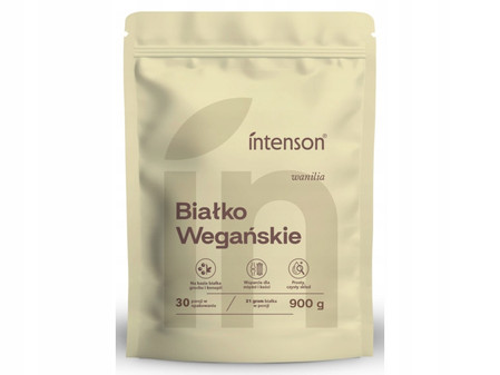 Zestaw Intenson: 1x Wegańskie białko smak wanilia 900g, 1x Wegańskie białko smak czekolada 900g i 1x Wegańskie białko smak biała czekolada i malina 900g