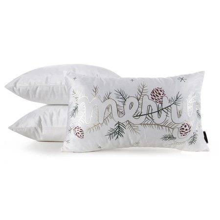 świąteczna poszewka welwetowa z ozdobnym nadrukiem foliowym szerokość: 30 cm, długość: 50 cm, kolor: biały