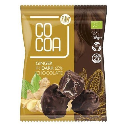 Cocoa Imbir kandyzowany w ciemnej czekoladzie 65%  bio 70g