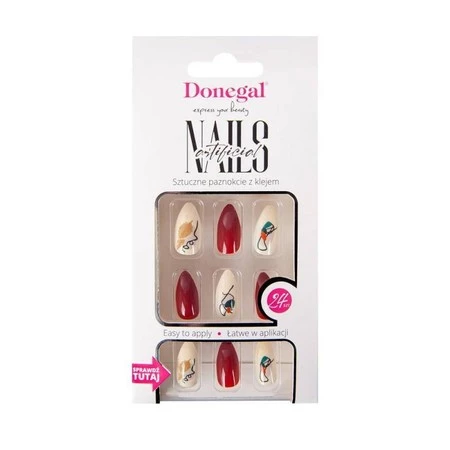 DONEGAL Sztuczne paznokcie z klejem Jesienne wzory 24 sztuki