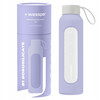 Wessper Butelka na wodę szklana motywacyjna z miarką BOROSILICATE lawendowa 500 ml
