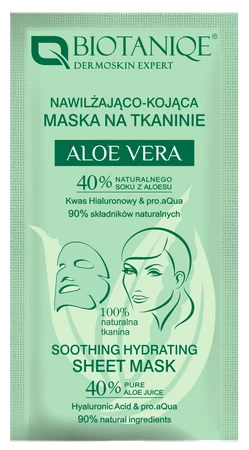 Biotaniqe, Aloe Vera, Nawilżająco-Kojąca Maska na Tkaninie, 15 ml