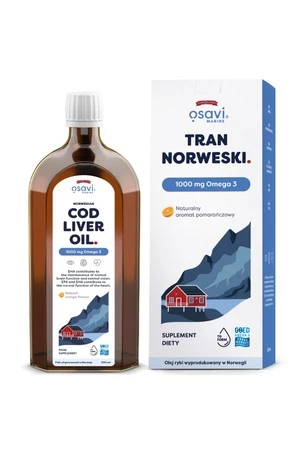 Osavi Tran Norweski, 1000mg Omega 3 smak pomarańczowy 500 ml