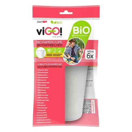 Biodegradowalne kubki papierowe 400 ml viGO!, 6 sztuk