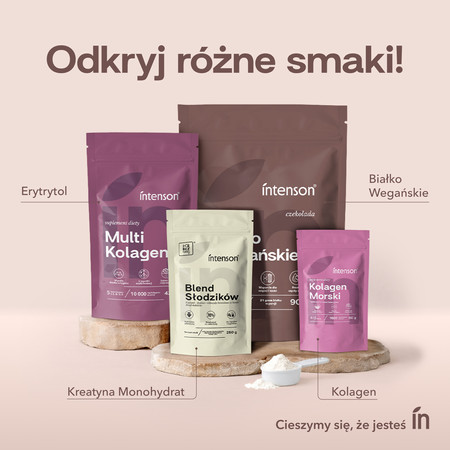 Intenson Białko Wegańskie o smaku białej czekolady i malin 300g