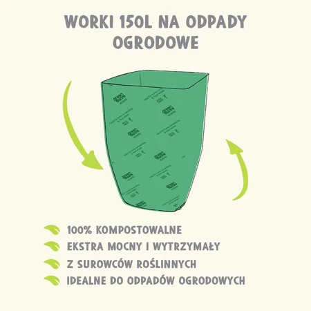 GreenAware, Kompostowalne worki na odpady ogrodowe 150 L, 3 szt.