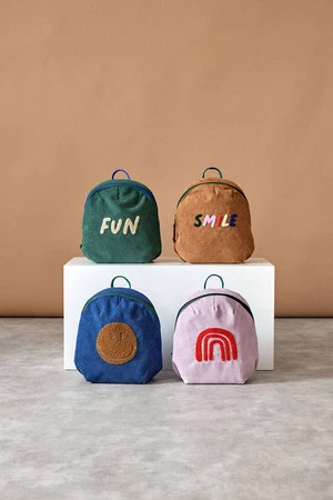 Lassig Plecak do przedszkola dla przedszkolaka sztruks Little Gang Smile caramel