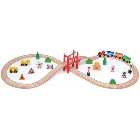 Drewniana Ogromna Stacja kolejowa 39 elementów Pociąg Kolejka Viga Toys