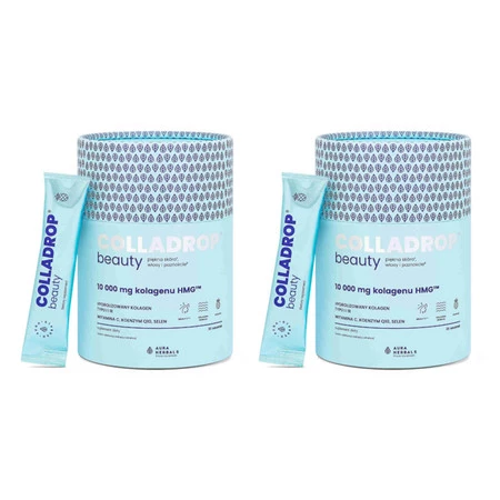 Zestaw 2x Colladrop® Beauty, kolagen HMG™ 10000 mg  Ananas - 30 saszetek