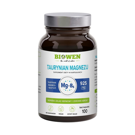 Biowen Taurynian Magnezu 600 mg wsparcie układu nerwowego i mięśni 100 kaps.