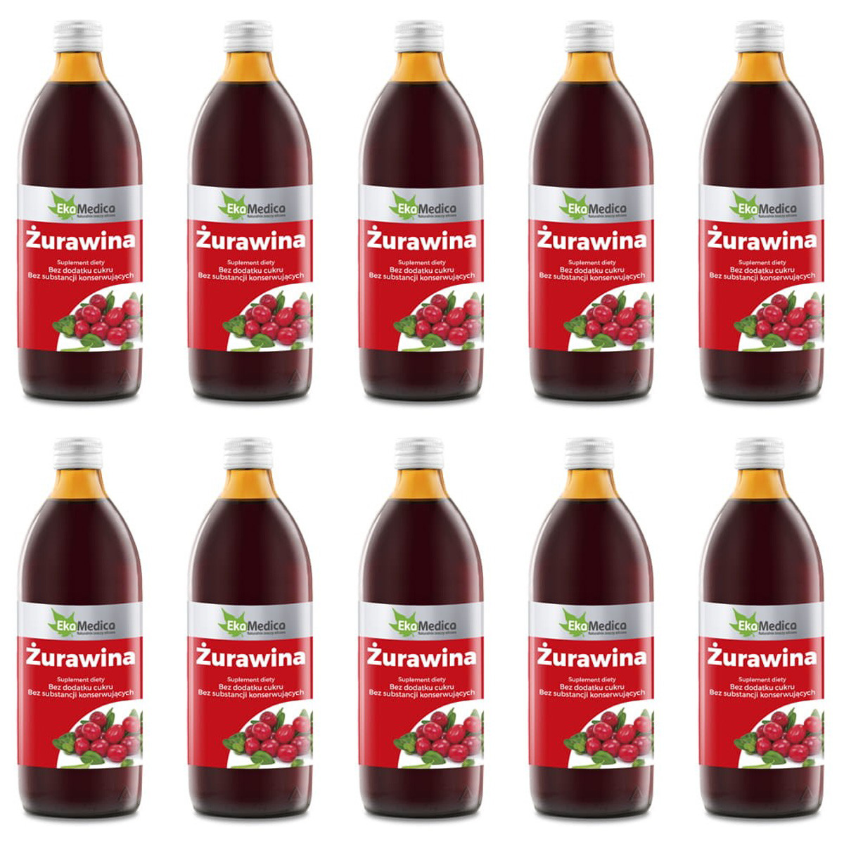 Zestaw 10x EkaMedica Żurawina 1l - Nabea.pl