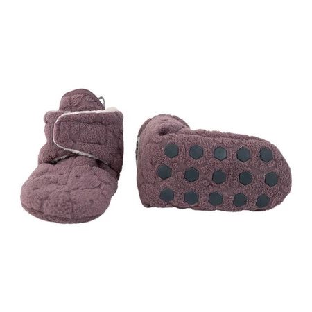 Lodger Polarowe buciki kapcie z antypoślizgową podeszwą wrzosowe Fleece Mauve 6-12 m