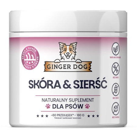 Ginger Dog Skóra i Sierść - piękna i zdrowa sierść przekąski 180 g