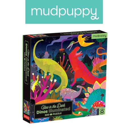 Mudpuppy Puzzle rodzinne świecące w ciemności Dinozaury 500 elementów 8+
