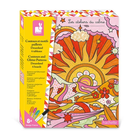 Janod Zestaw kreatywny Kontury i brokatowe wzory Kraina snów 8+