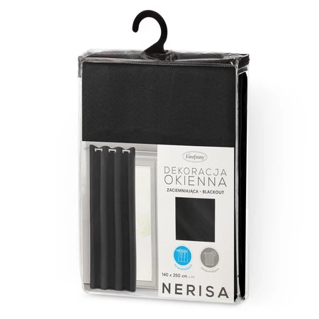 ZASŁONA GOTOWA NERISA 140 X 250 CM CZARNY