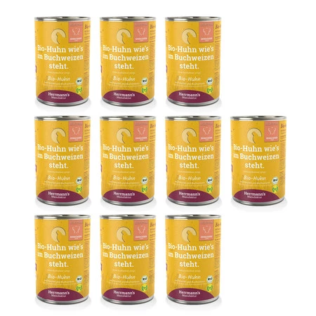 Zestaw 10x HERRMANN'S MANUFAKTUR Selection Dog Bio Huhn - bio kurczak z koprem włoskim (400g)