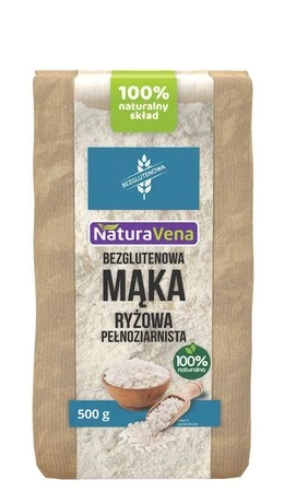 MĄKA RYŻOWA PEŁNOZIARNISTA BEZGLUTENOWA 500 g - NATURAVENA