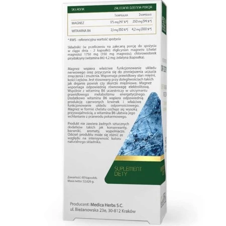 Zestaw 2x Medica Herbs Magnez Chelat + Wit. B 60 kaps.