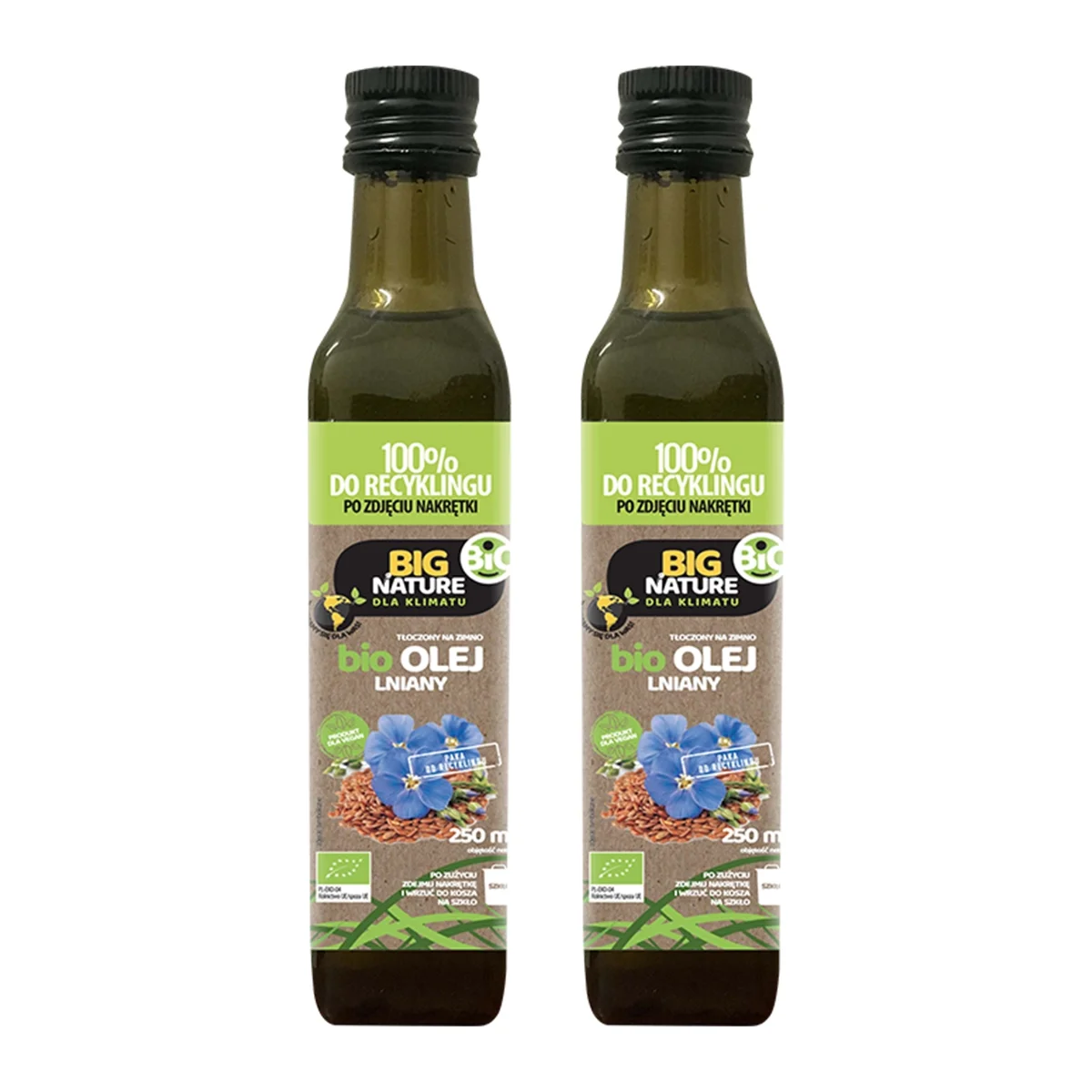 Zestaw 2x Big Nature Olej Lniany 250 ml BIO - Nabea.pl
