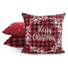 Welwetowa poszewka dekoracyjna z ozdobnym światecznym nadrukiem szerokość: 45 cm, długość: 45 cm, kolor: czerwony