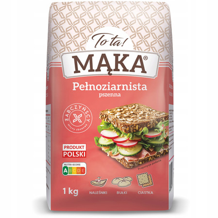 ToTa! Mąka pszenna pełnoziarnista 1 kg KRÓTKA DATA 2026-07-21