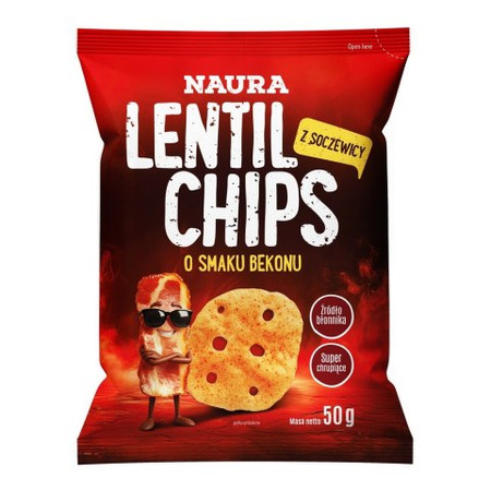 Naura Chipsy z czerwonej soczewicy o smaku bekonu 50g