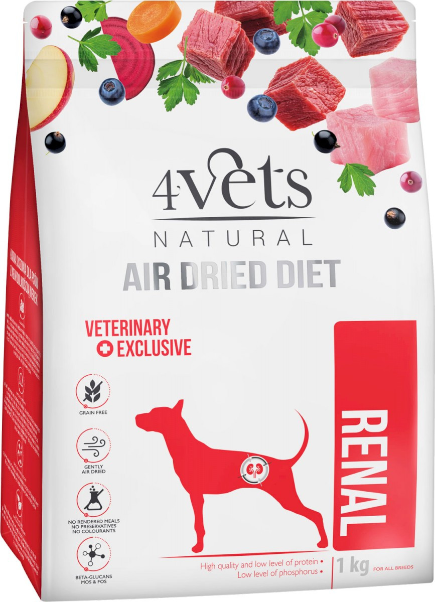 4VETS Natural RENAL suszona dla psa z chorymi nerkami 1kg - Nabea.pl