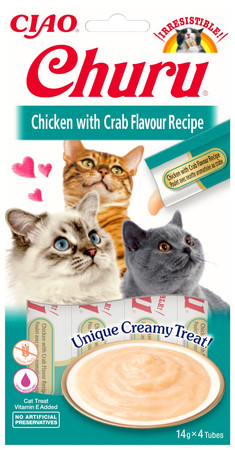 INABA Cat Churu Chicken Crab Krem Kurczak Krab 4x14g