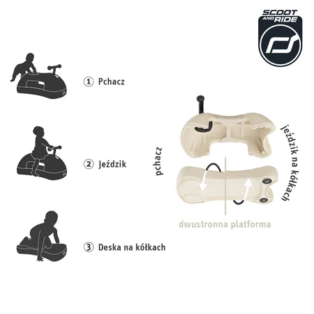 SCOOTANDRIDE My First Ewolucyjny jeździk pchacz 3w1 6 m+ Steel