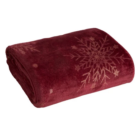 Koc świąteczny 150x200 cm bordowo-złoty