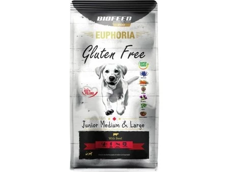 EUPHORIA Karma dla szczeniąt Gluten Free z wołowiną, średnie i duże rasy,  12 kg 